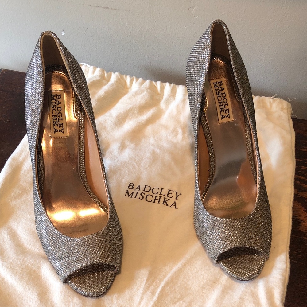 Badgley Mischka Glittering Silver and Gold Heels
